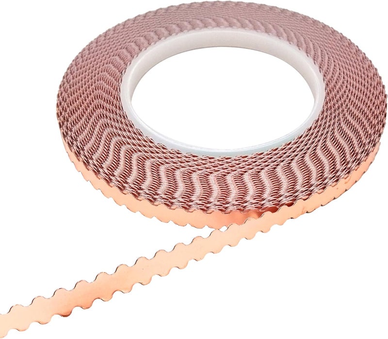 ARTIMUSES Double Edged Scalloped Copper Foil Tape for Stained Glass, DIY Handicrafts, Crafting (Small Scalloped) - Image 1